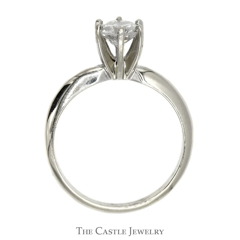 1.02ct Diamond Solitaire Engagement Ring in 14k White Gold - I1 H