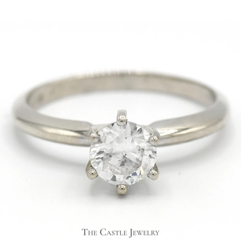1.02ct Diamond Solitaire Engagement Ring in 14k White Gold - I1 H