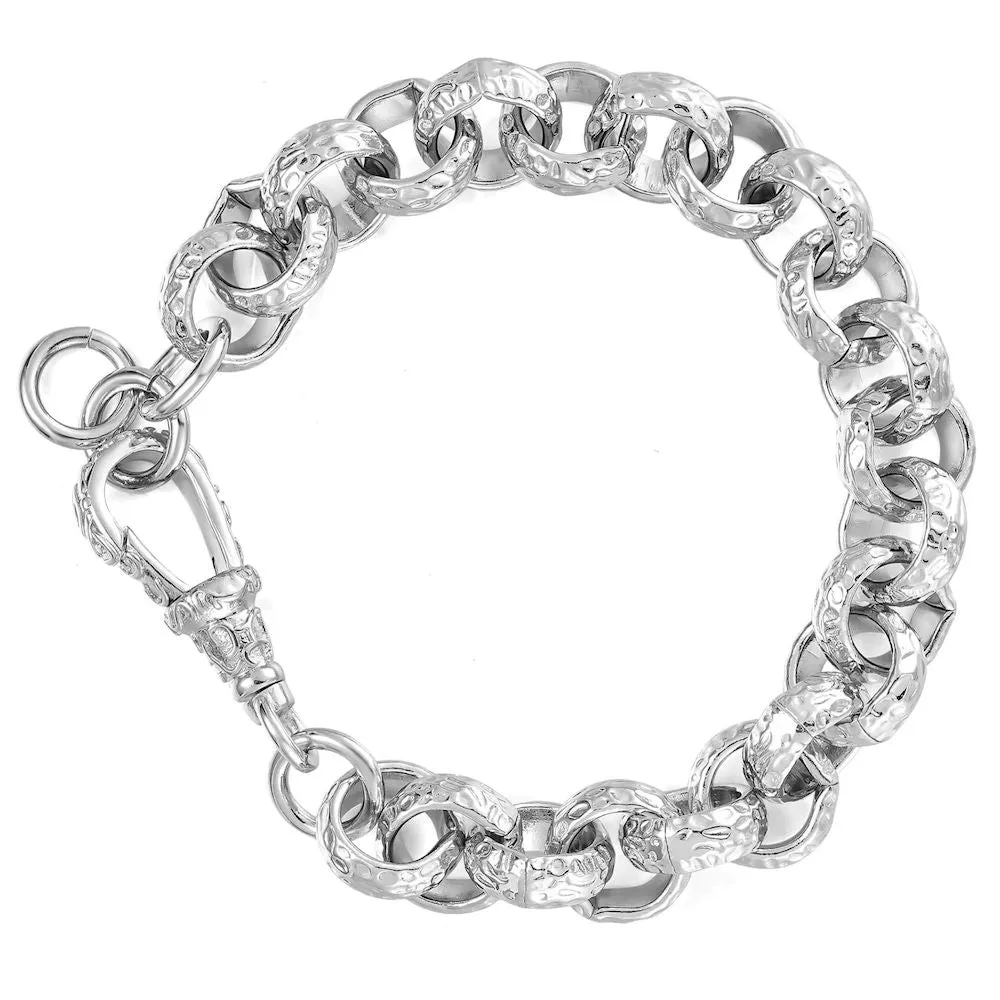 12mm Silver Filled Diamond Cut Pattern Belcher Bracelet Albert Clasp 8 Inch