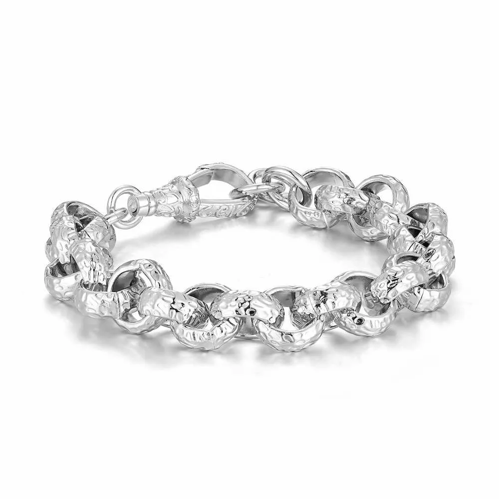 12mm Silver Filled Diamond Cut Pattern Belcher Bracelet Albert Clasp 8 Inch