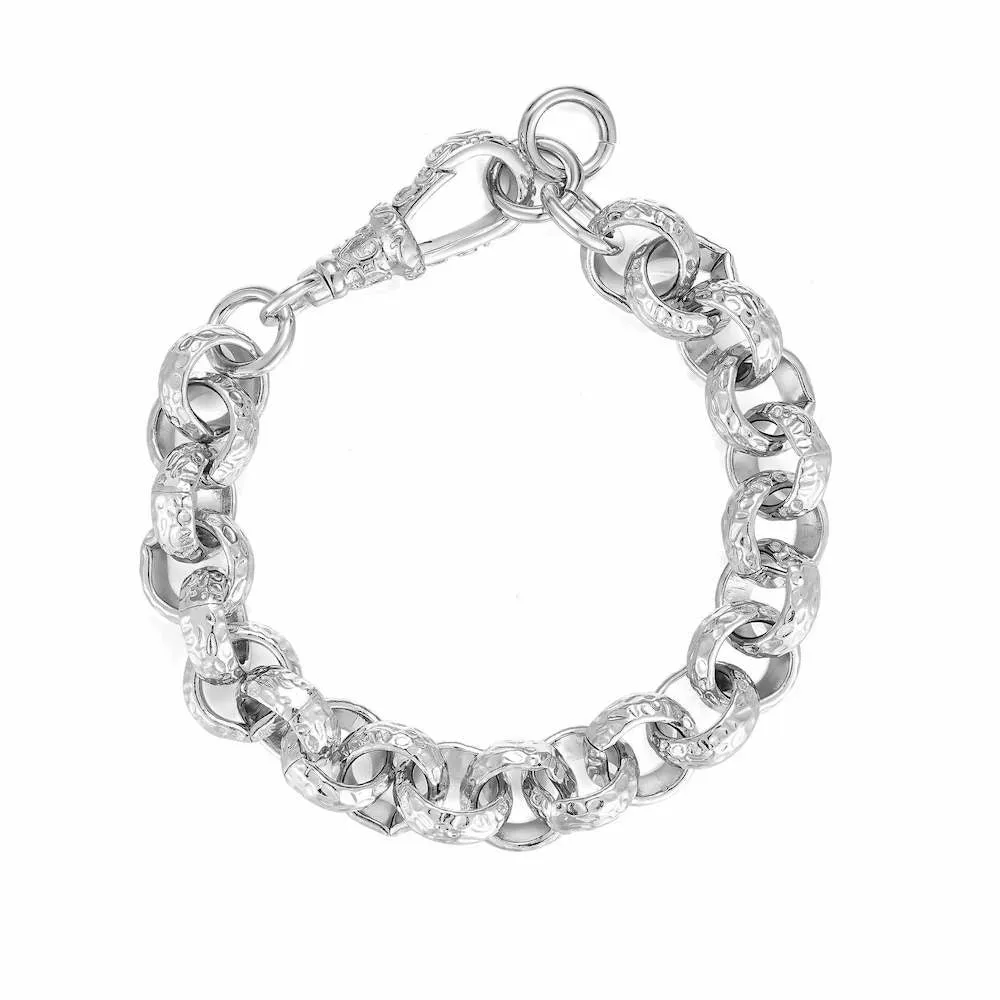 12mm Silver Filled Diamond Cut Pattern Belcher Bracelet Albert Clasp 8 Inch