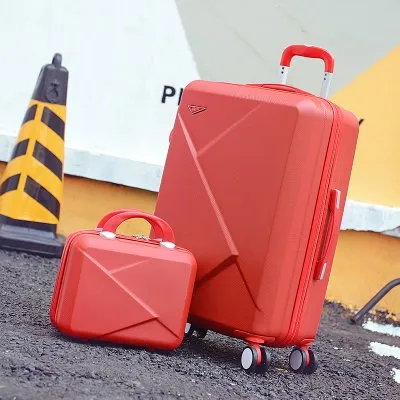 14 26Inches Light Abs Hardside Travel Luggage Set For Male And Female,Pink/Purple/Red