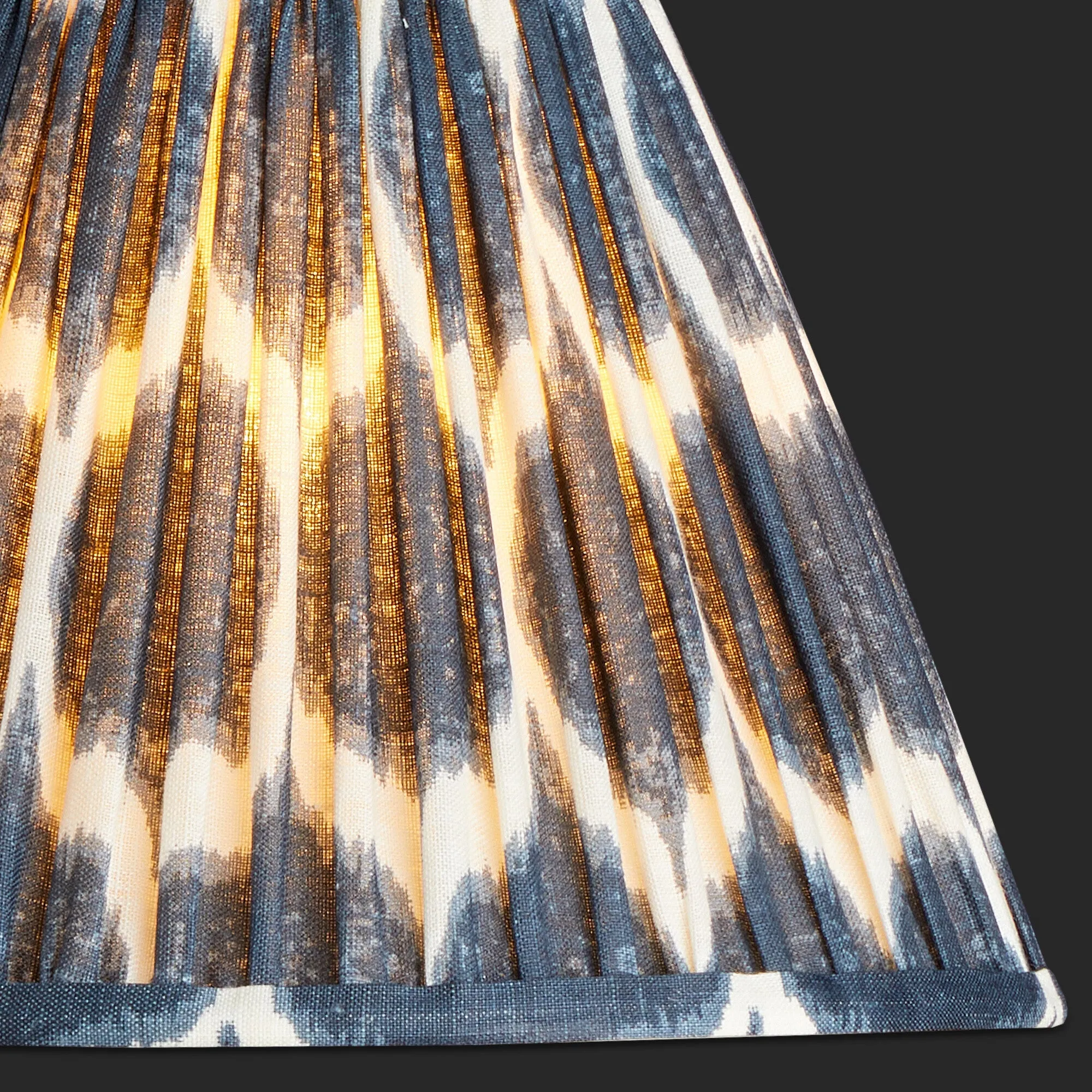 16cm empire printed linen ikat shade in navy Yoda