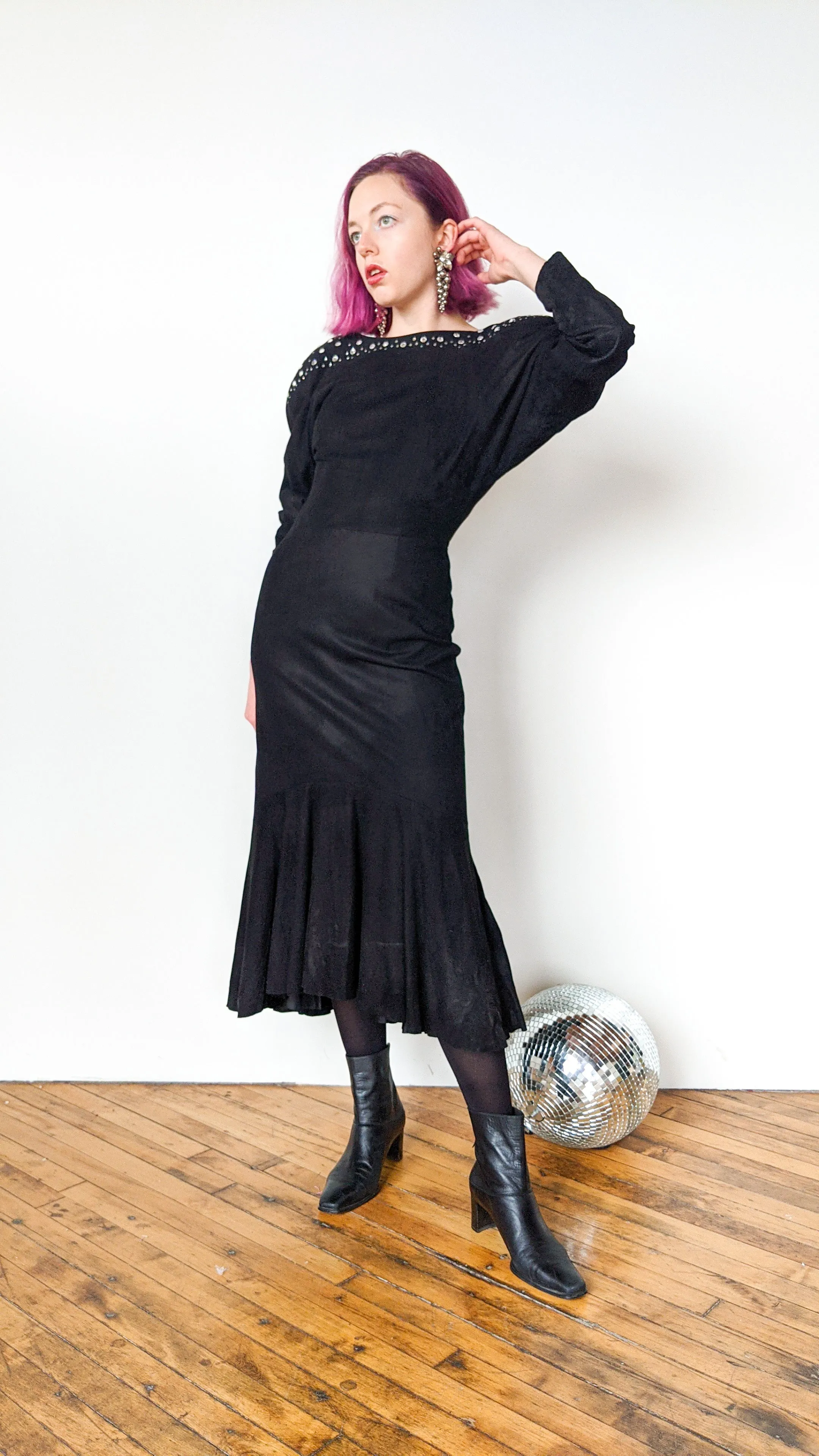 1980s Suede backless dress, sz. S