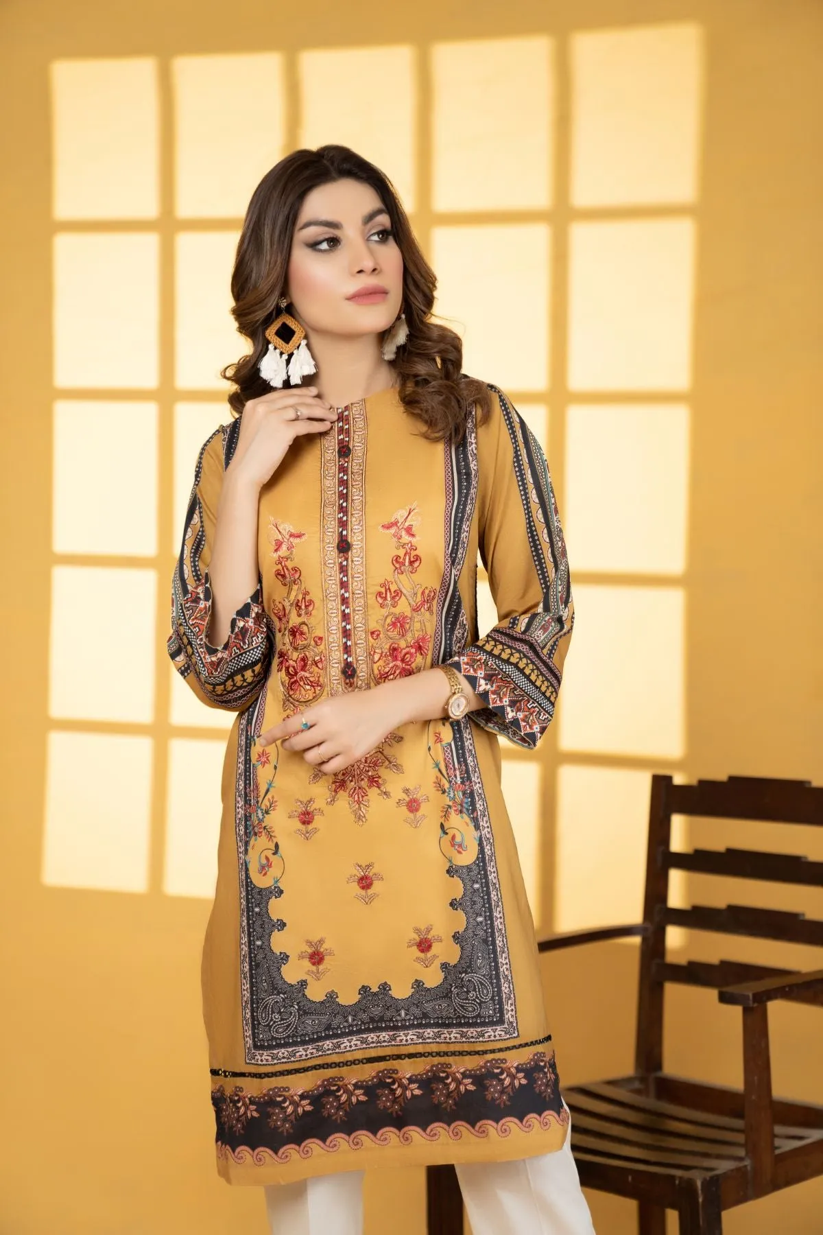 1PC Printed Embroidered Shirt - LDS 779