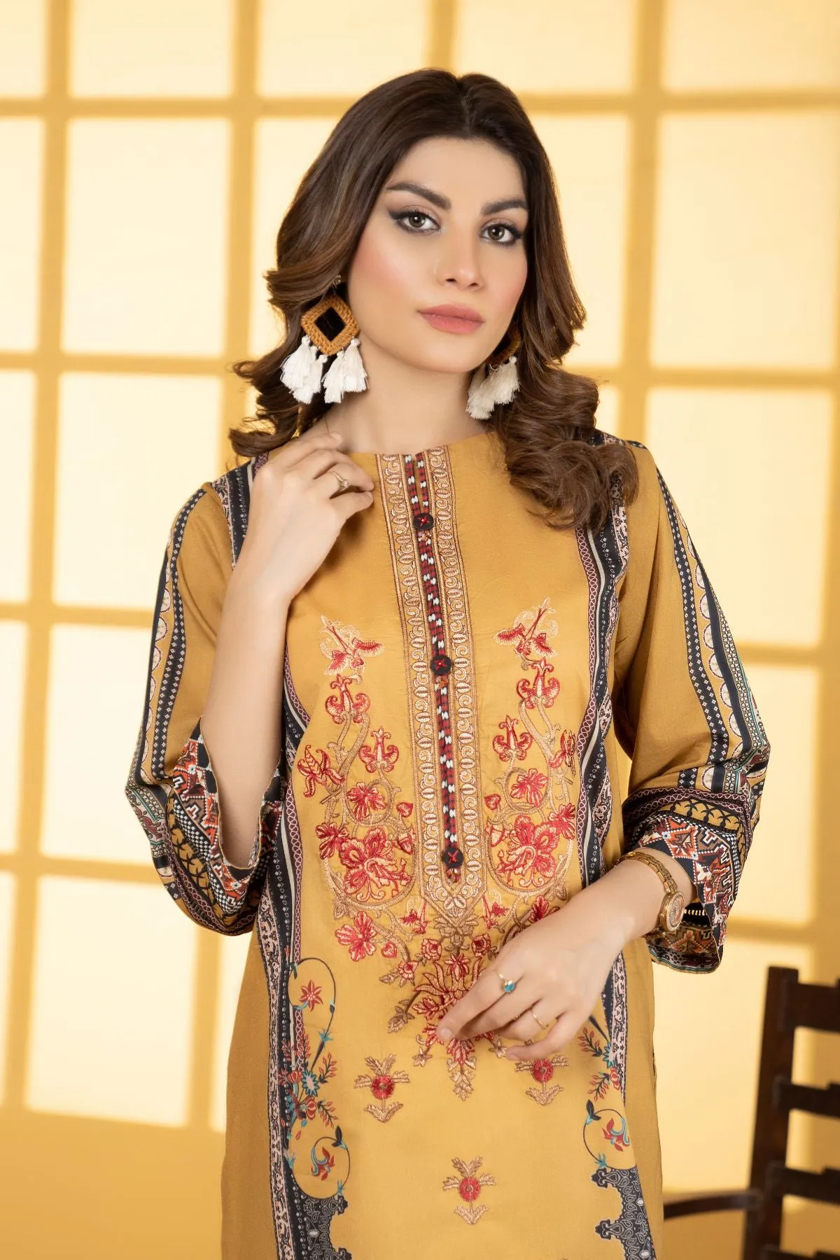 1PC Printed Embroidered Shirt - LDS 779