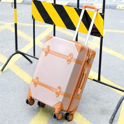20''22''24''26''Abs Vintage Rolling Luggage Trolley Travel Bag Retro Suitcase With Spinner Wheels