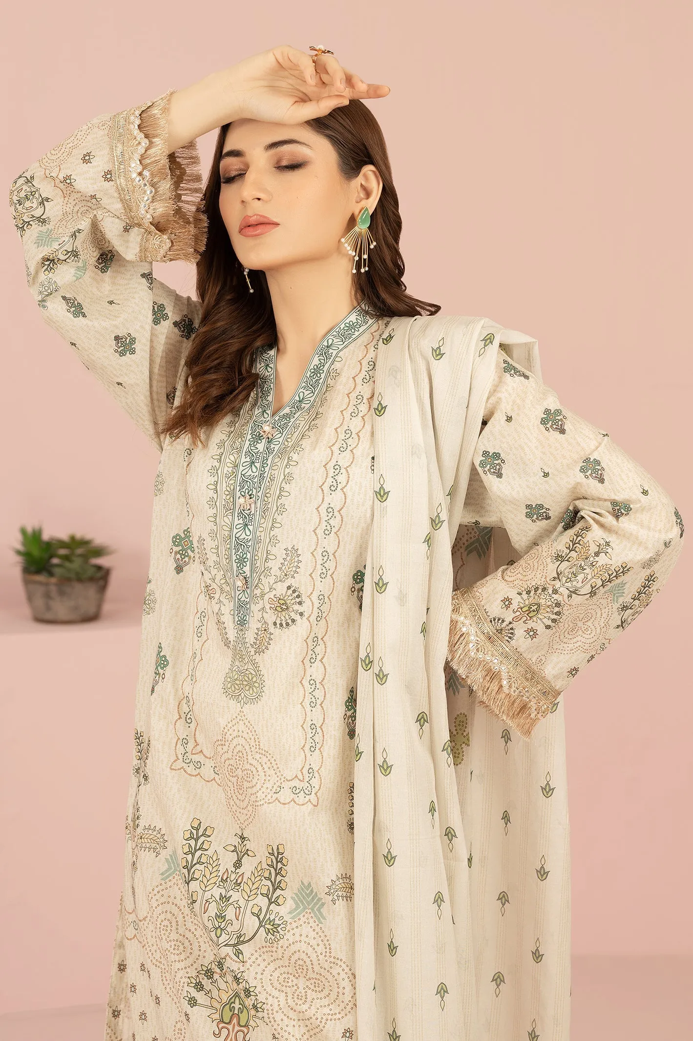 3PC Unstitched Printed