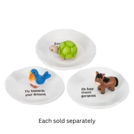 Animal Pals Blue Bird, Horse, Turtle Trinket or  Ring Dish 3"