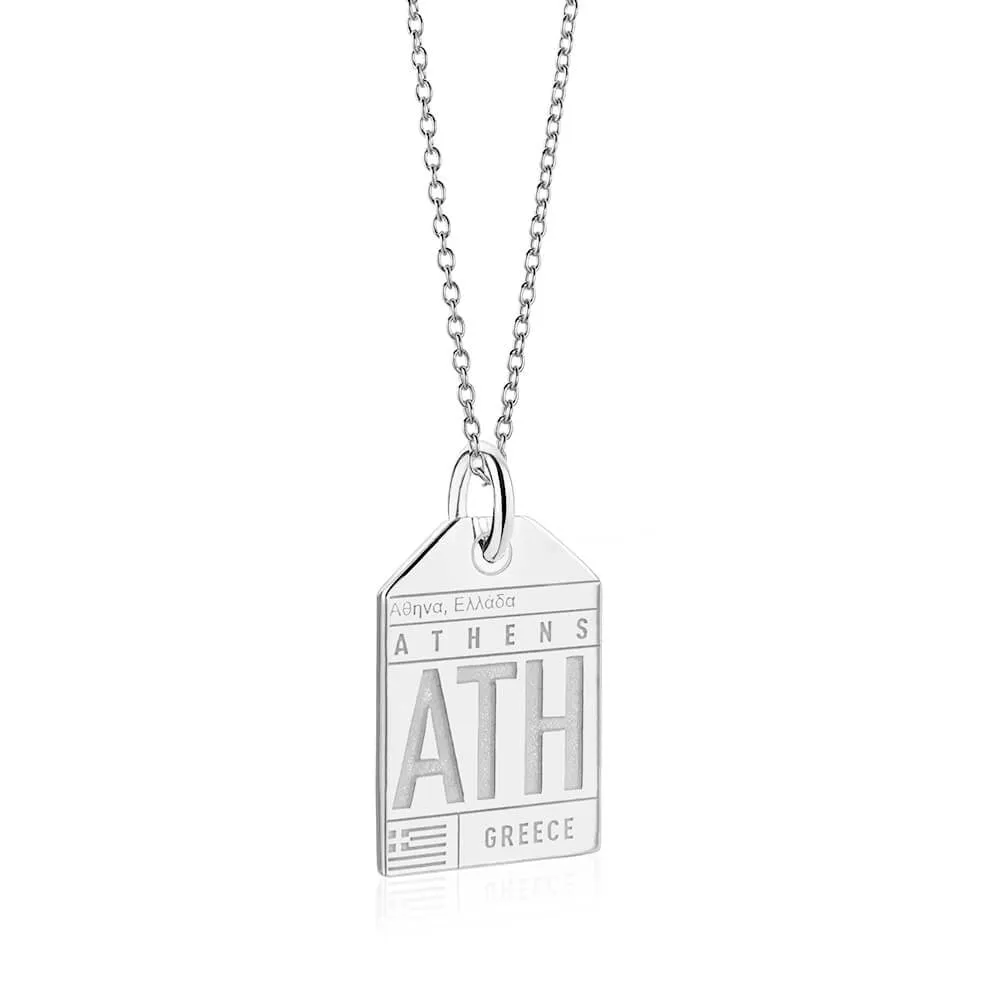 Athens Greece ATH Luggage Tag Charm Silver