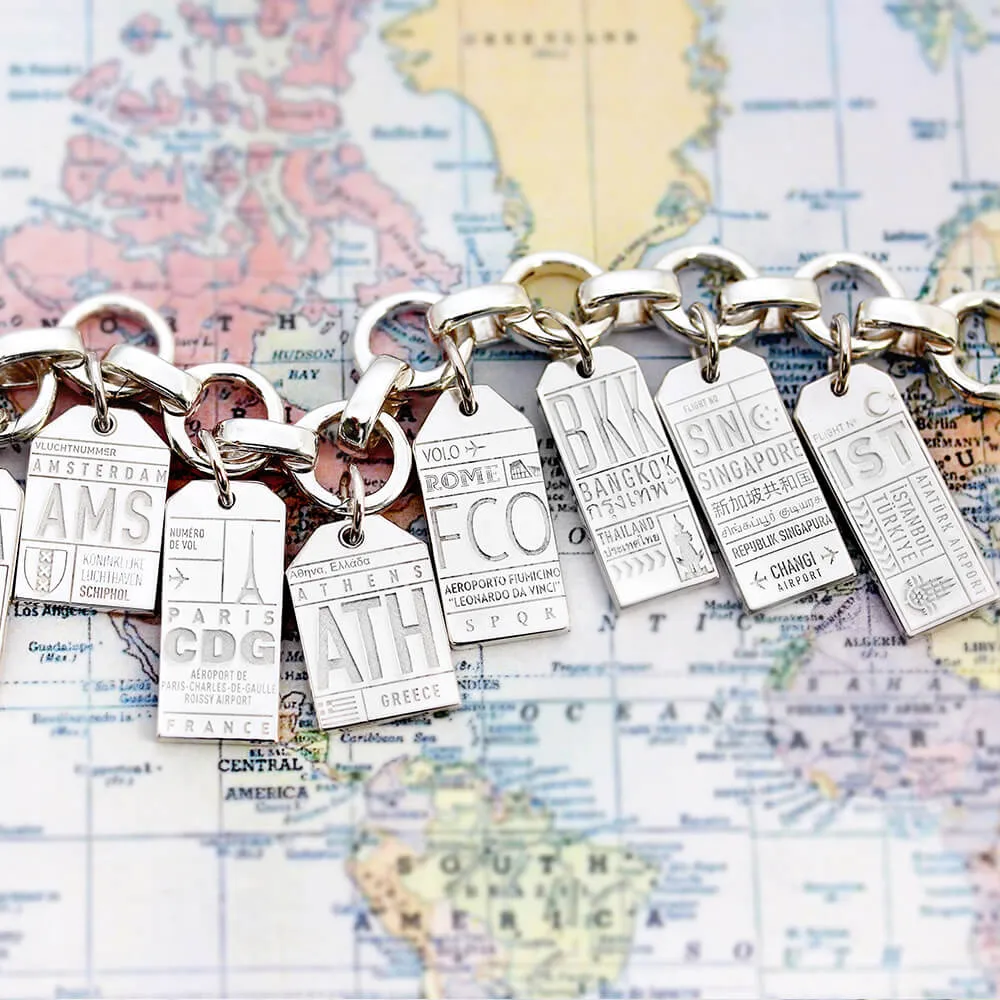 Athens Greece ATH Luggage Tag Charm Silver
