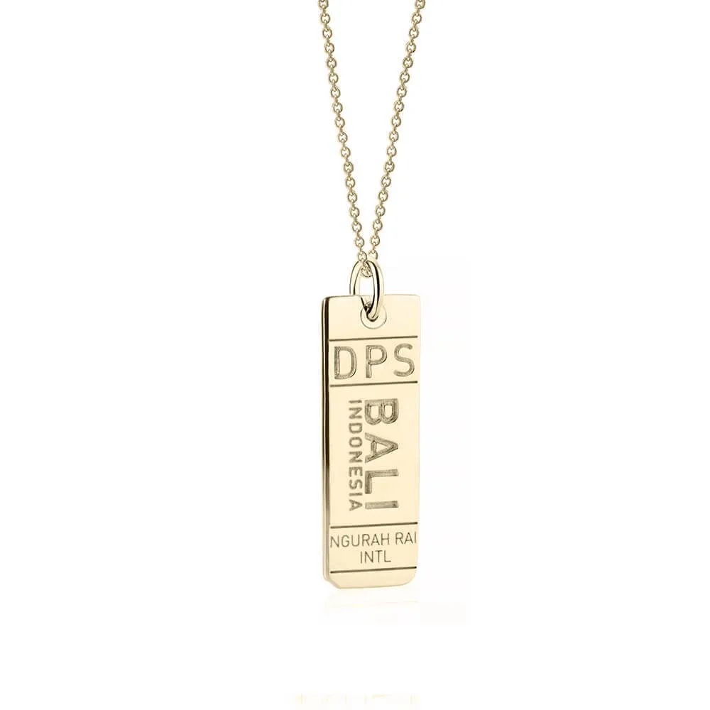 Bali Indonesia DPS Luggage Tag Charm Gold