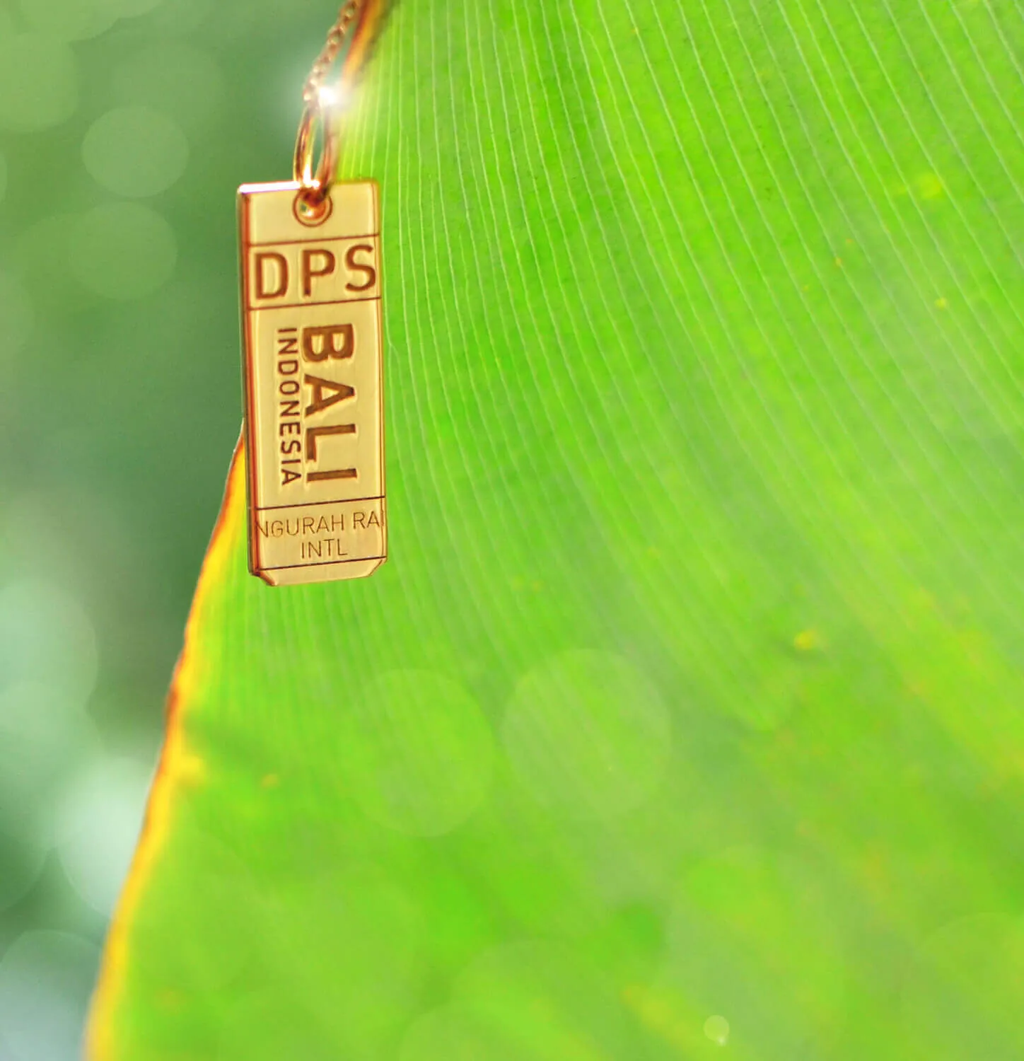 Bali Indonesia DPS Luggage Tag Charm Gold