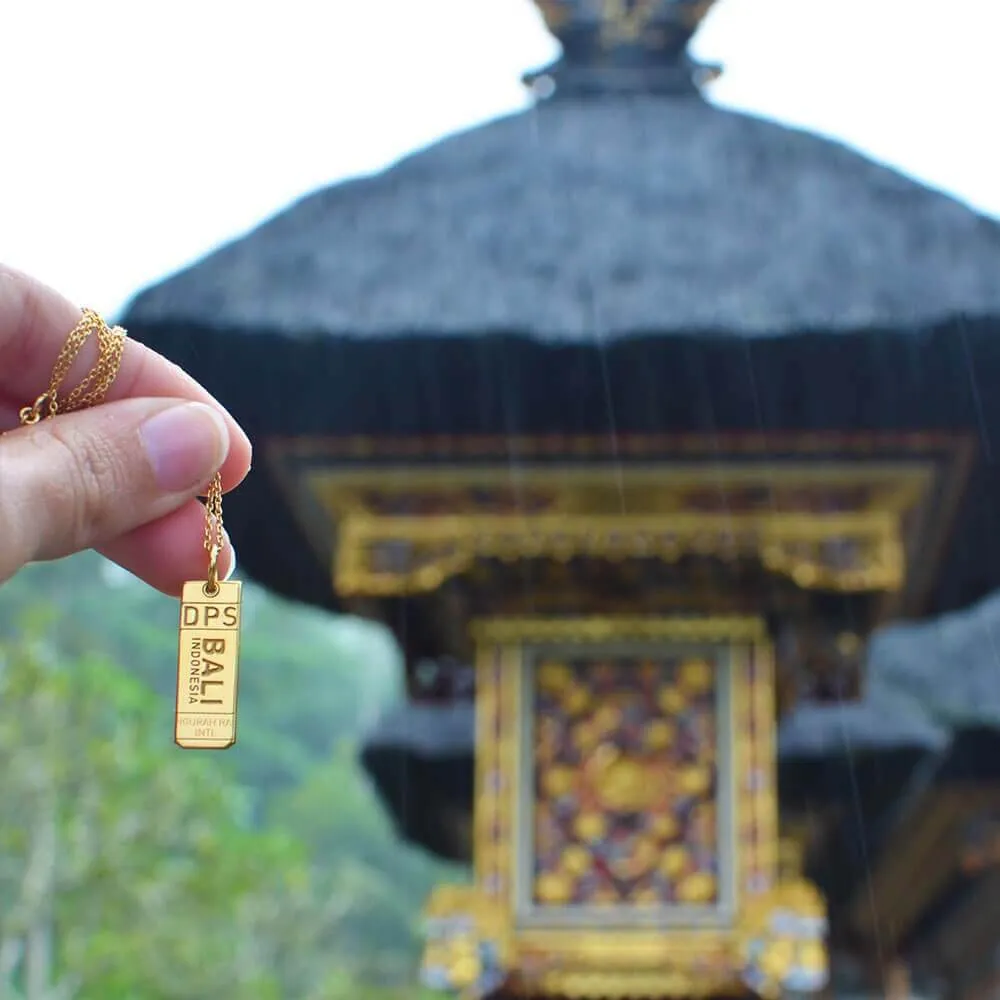 Bali Indonesia DPS Luggage Tag Charm Gold