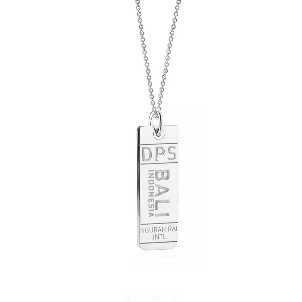 Bali Indonesia DPS Luggage Tag Charm Silver