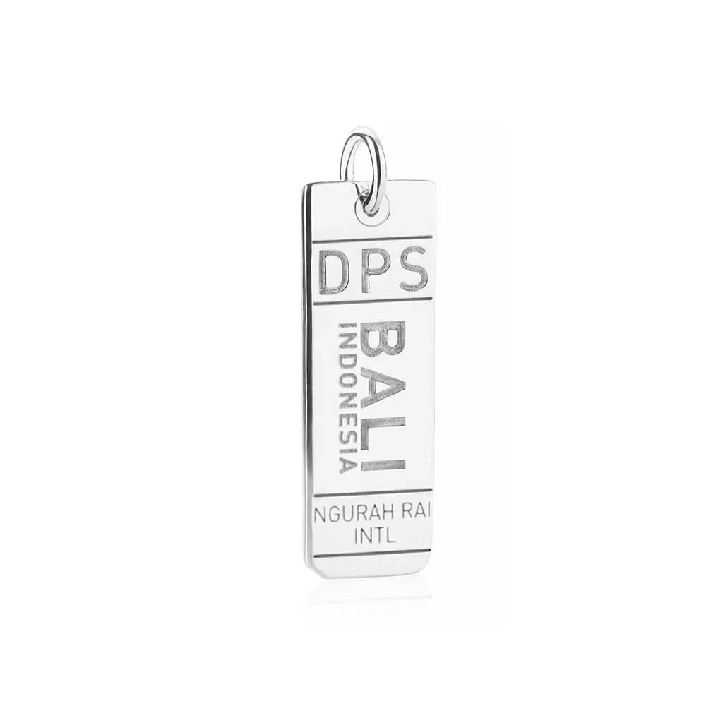 Bali Indonesia DPS Luggage Tag Charm Silver