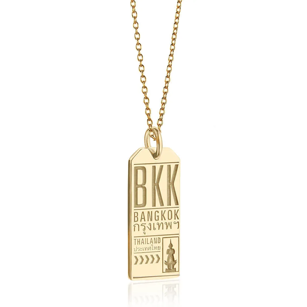 Bangkok Thailand BKK Luggage Tag Charm Solid Gold