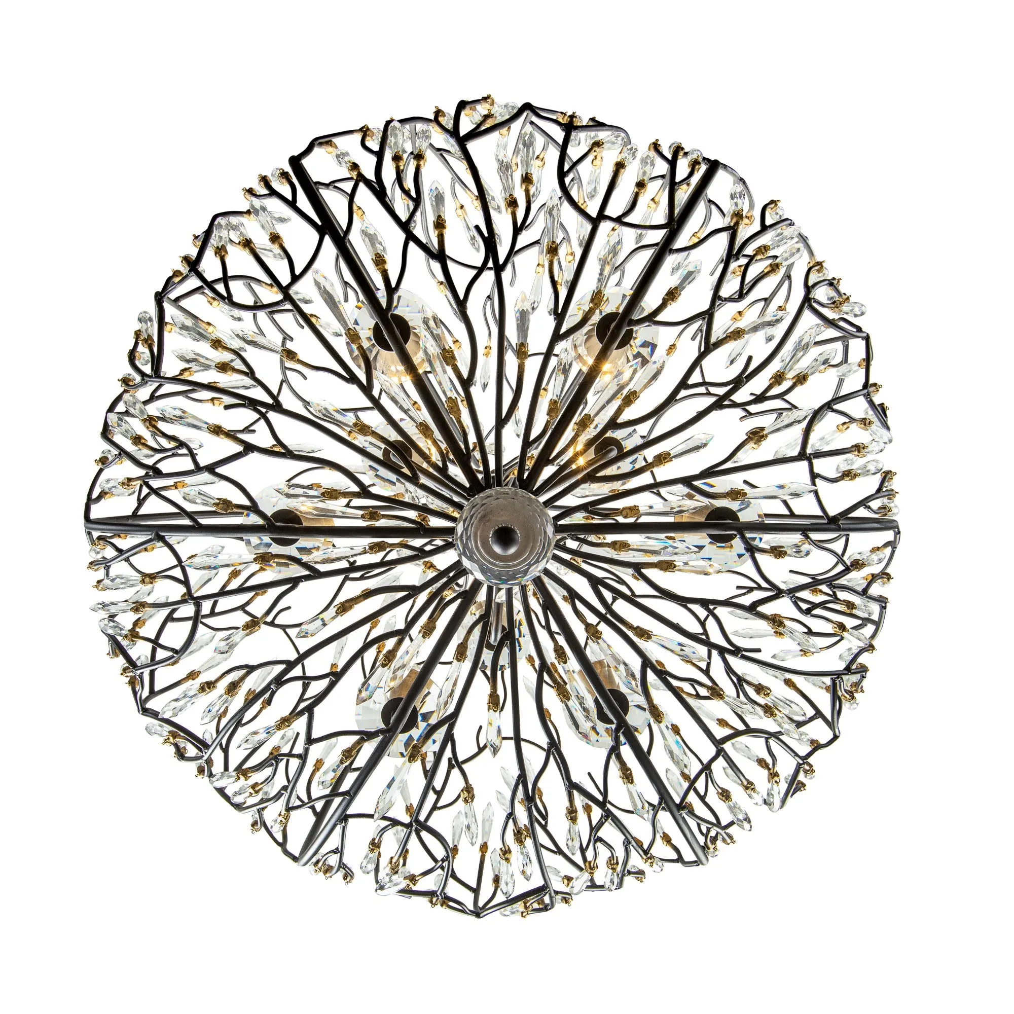 Bask 271P09MBFG 9-Light Crystal Pendant Light - Matte Black/French Gold