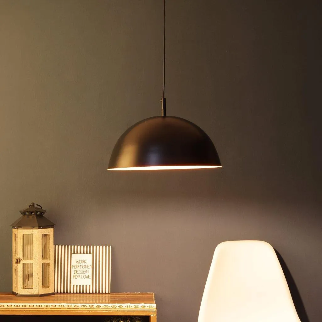 BLACK ORANGE Metal Single Hanging Light P5-BIG-BK-ORANGE