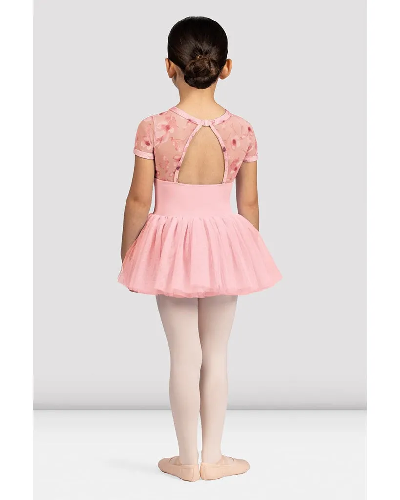 Bloch Elle High Neck Open Back Floral Printed Mesh Cap Sleeve Tutu Dress - CL4282 Girls