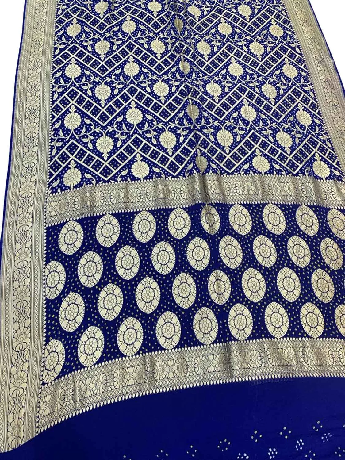 Blue Banarasi Bandhani Pure Georgette Saree