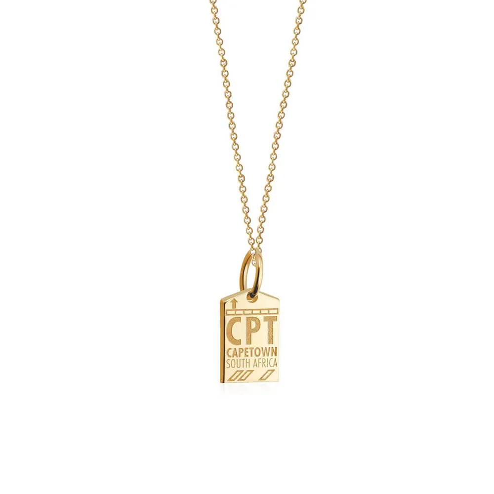 Cape Town South Africa CPT Luggage Tag Charm Soild Gold Mini