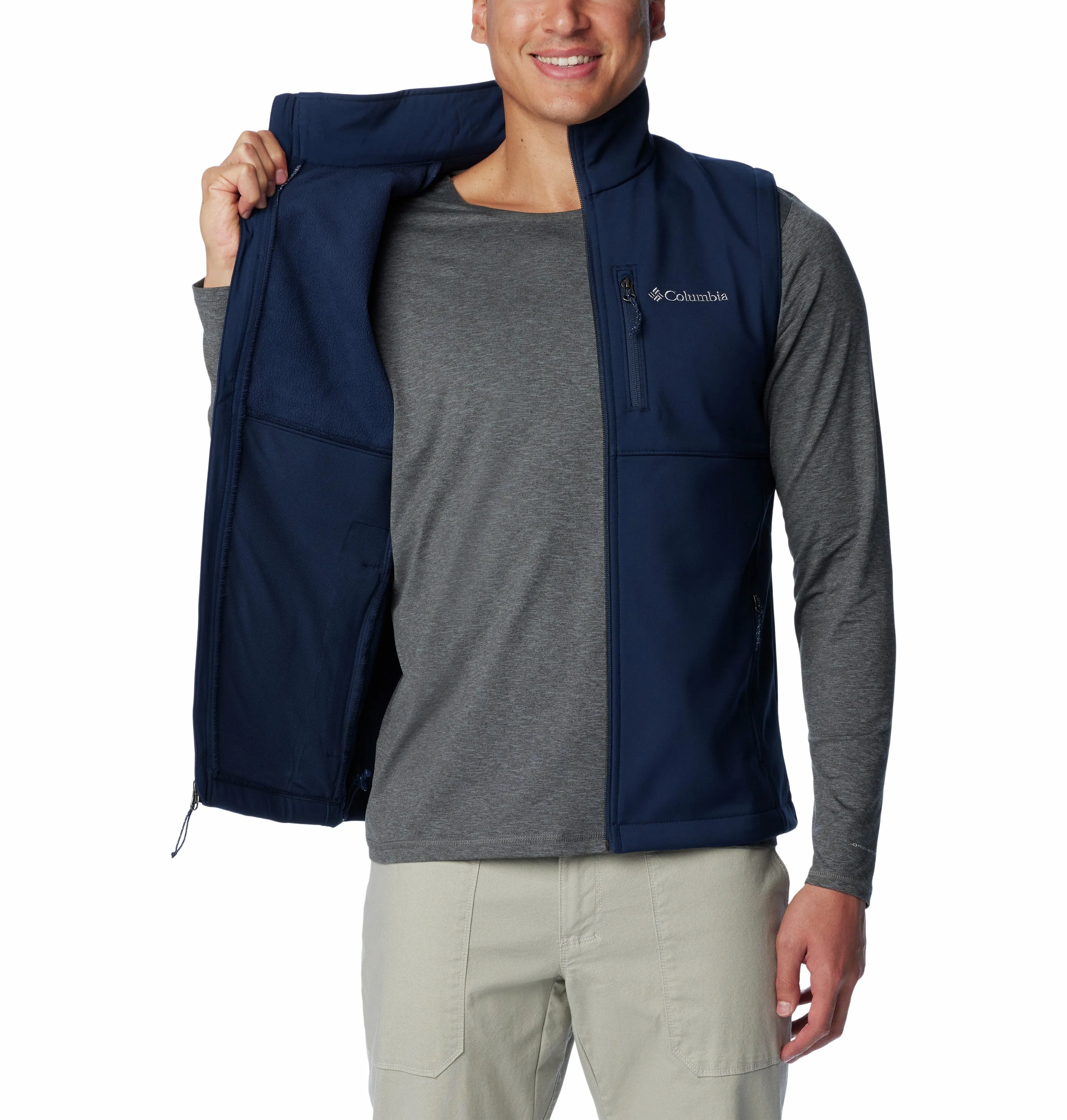 Columbia Mens Ascender Multi Pocket Softshell Bodywarmer Vest-NAVY