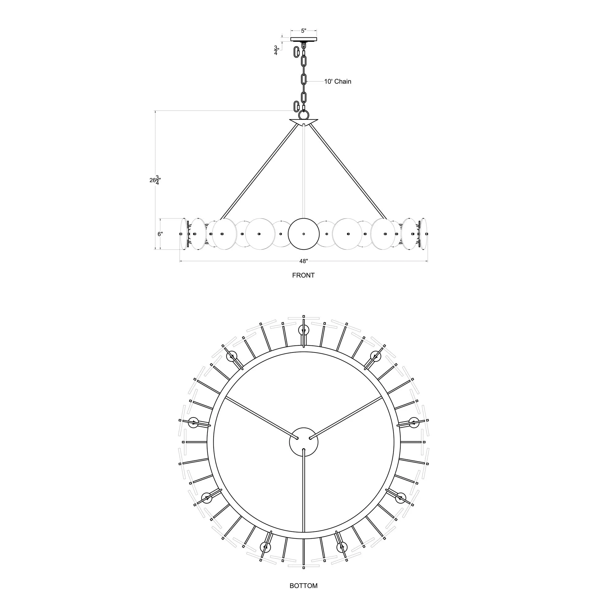 Cosmos 370C09MB 9-Light Chandelier - Matte Black