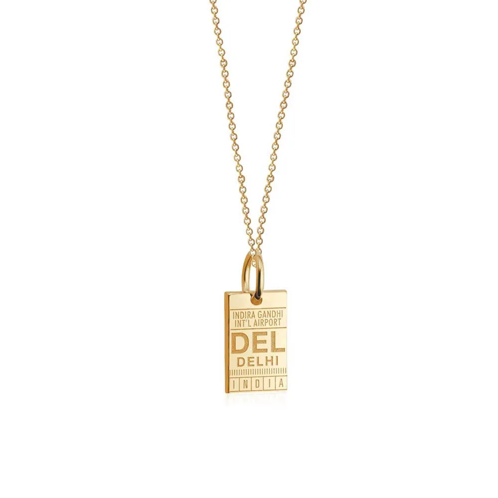 Delhi India DEL Luggage Tag Charm Solid Gold Mini