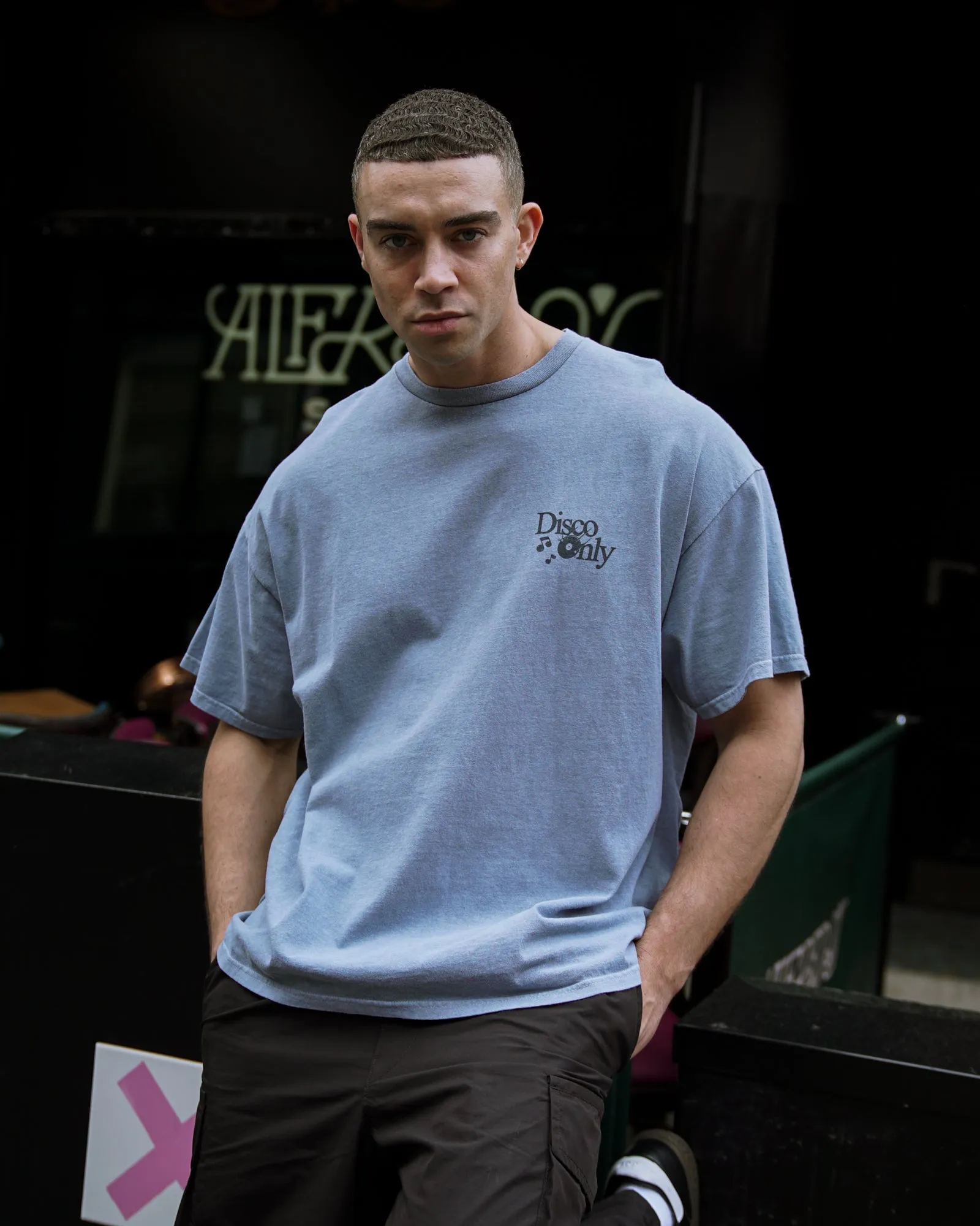 DISCO ONLY 'Business As Usual' Vintage Washed Tee - Blue