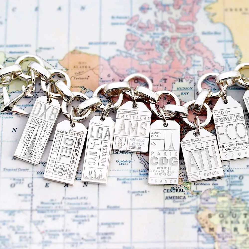 Dubai United Arab Emirates DXB Luggage Tag Charm Silver