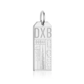 Dubai United Arab Emirates DXB Luggage Tag Charm Silver