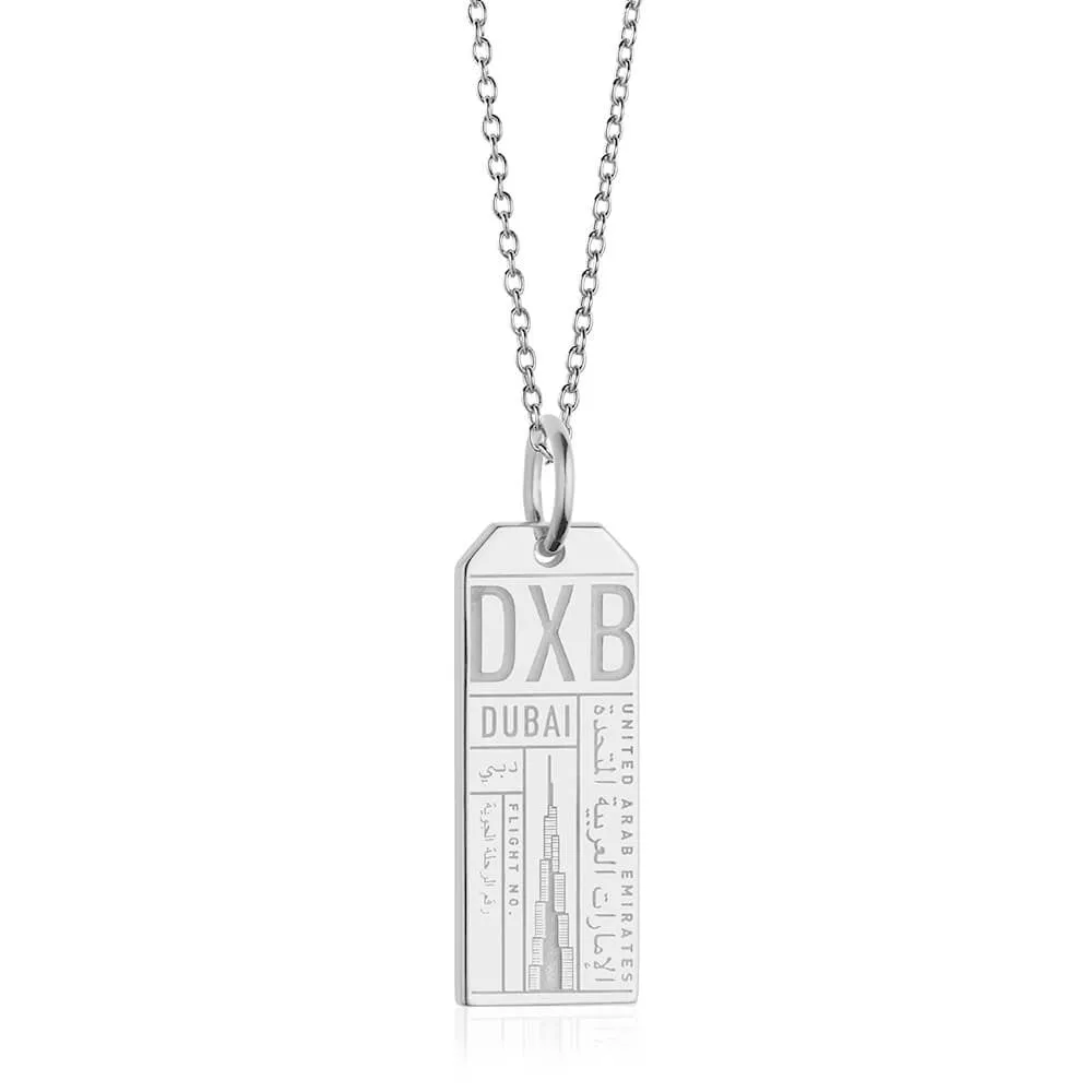 Dubai United Arab Emirates DXB Luggage Tag Charm Silver