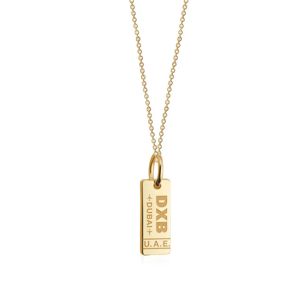 Dubai United Arab Emirates DXB Luggage Tag Charm Solid Gold Mini