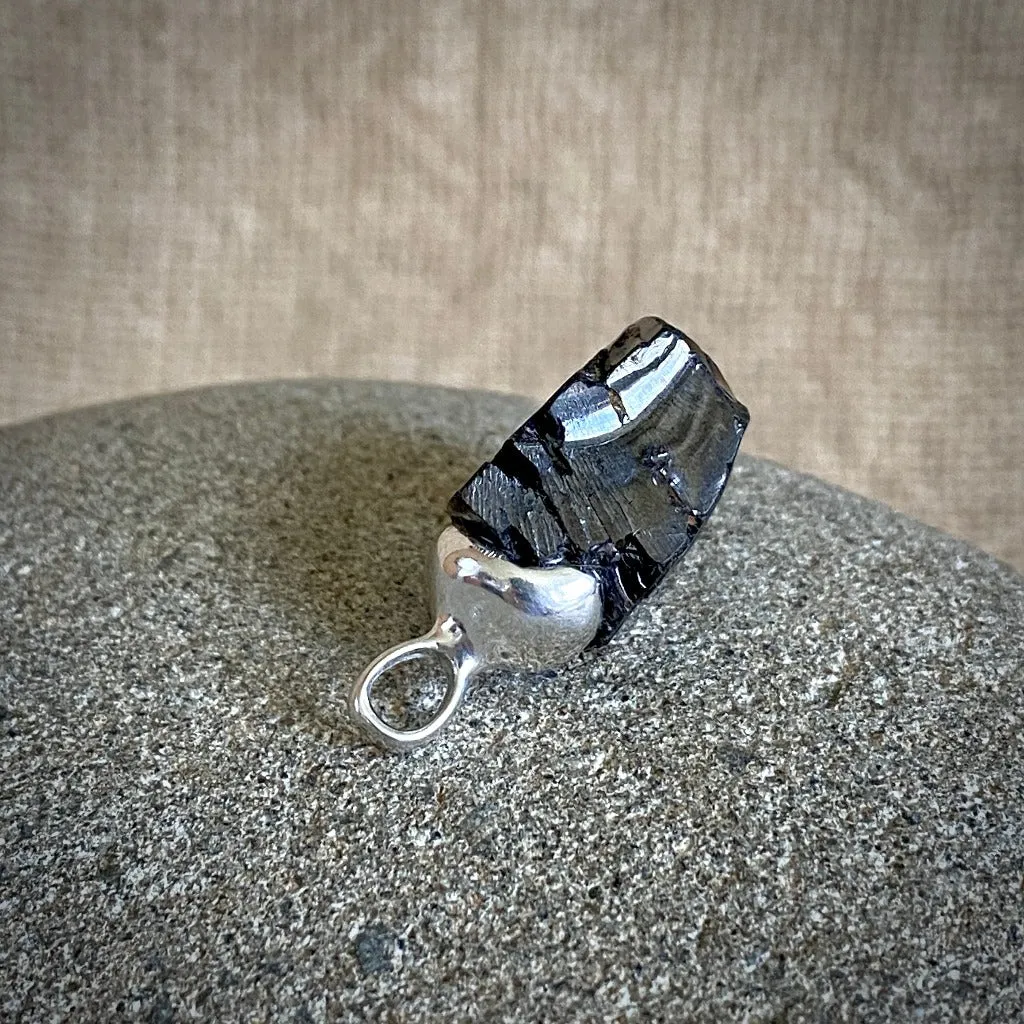 Elite Shungite Pendant, 7.8g, Sterling Silver Lost Wax Casting