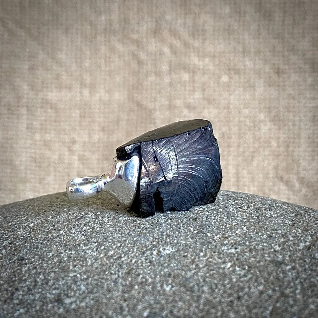 Elite Shungite Pendant, 7.8g, Sterling Silver Lost Wax Casting