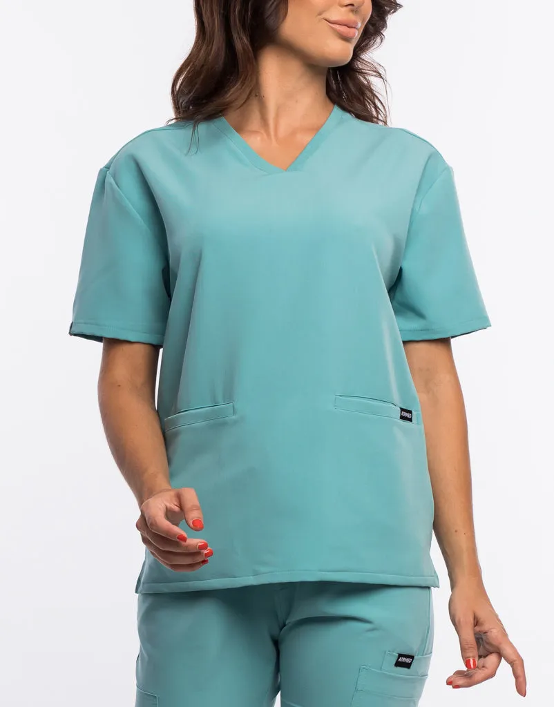 Essential V Neck Scrub Top - Audrey Teal