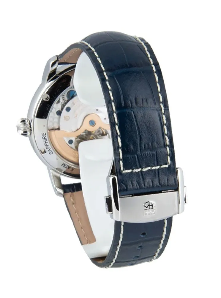 Frederique Constant Classic Moonphase Manufacture Automatic Blue Dial Blue Leather Strap Mens Watch FC-712MN4H6