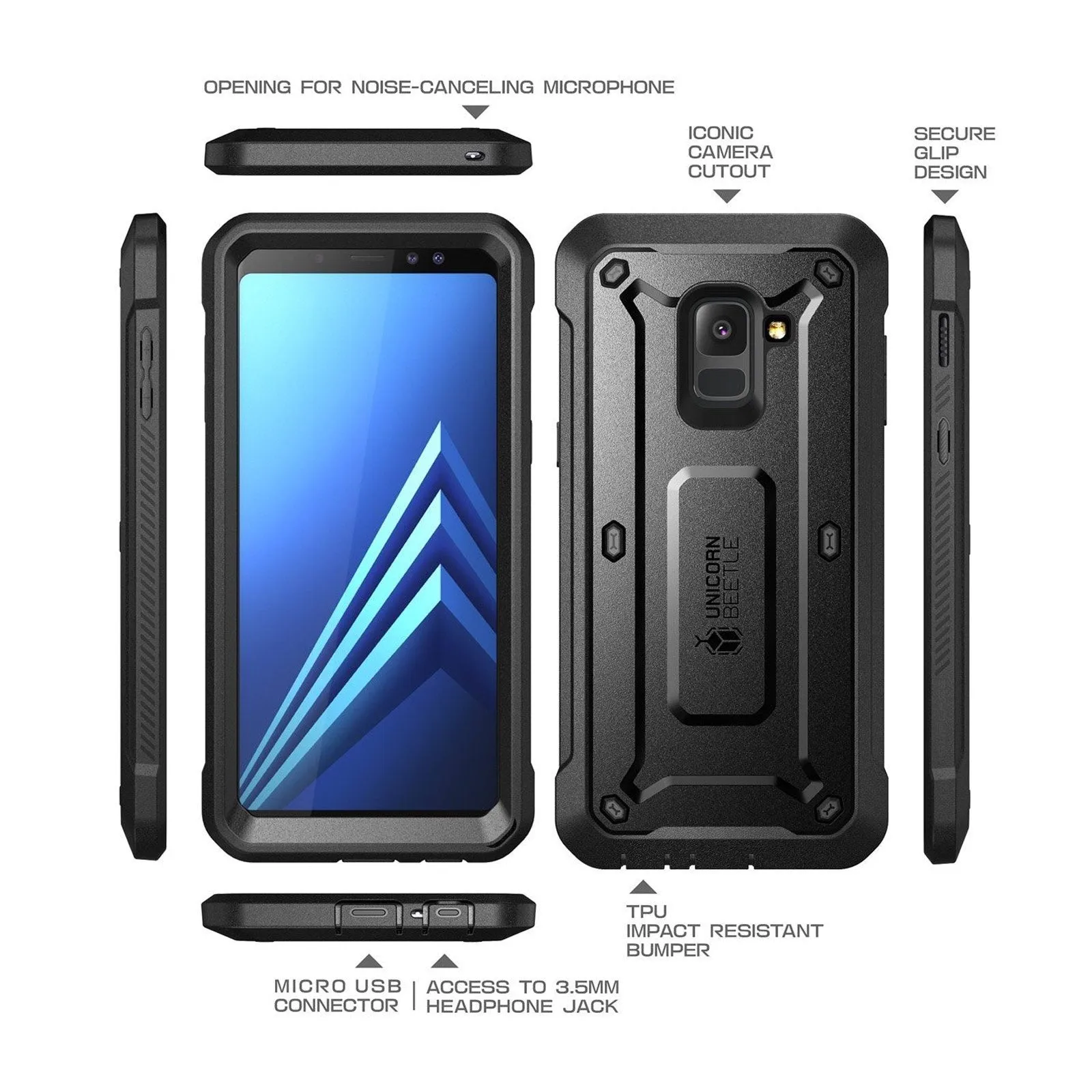 Galaxy A8 Plus Unicorn Beetle Pro Rugged Case-Black