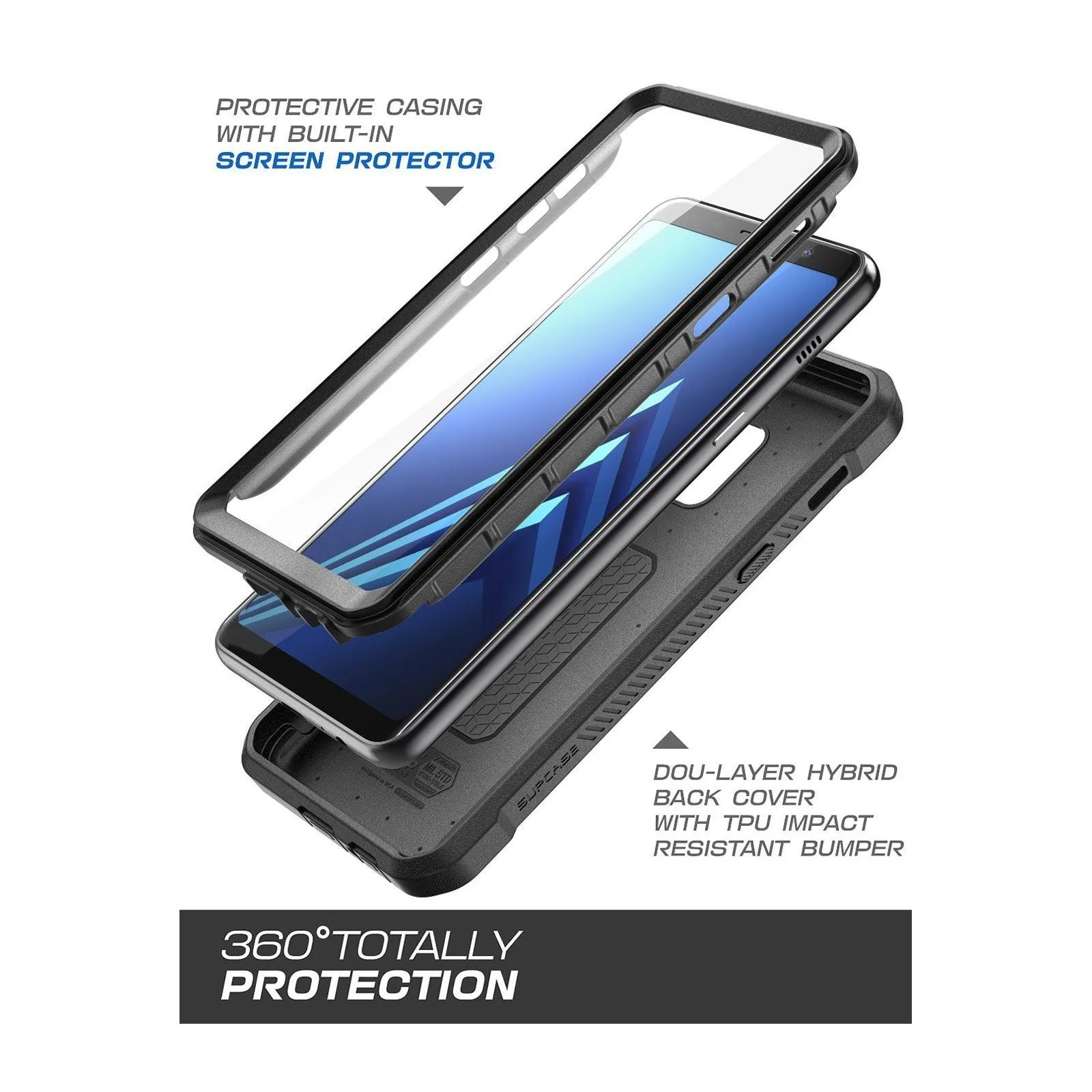 Galaxy A8 Plus Unicorn Beetle Pro Rugged Case-Black