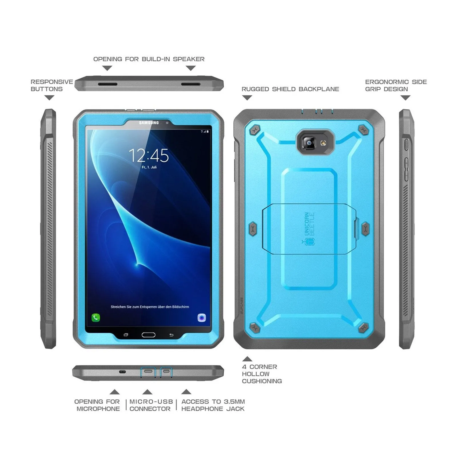 Galaxy Tab A 10.1 inch (2016) Unicorn Beetle Pro Full-Body Protective Case-Blue