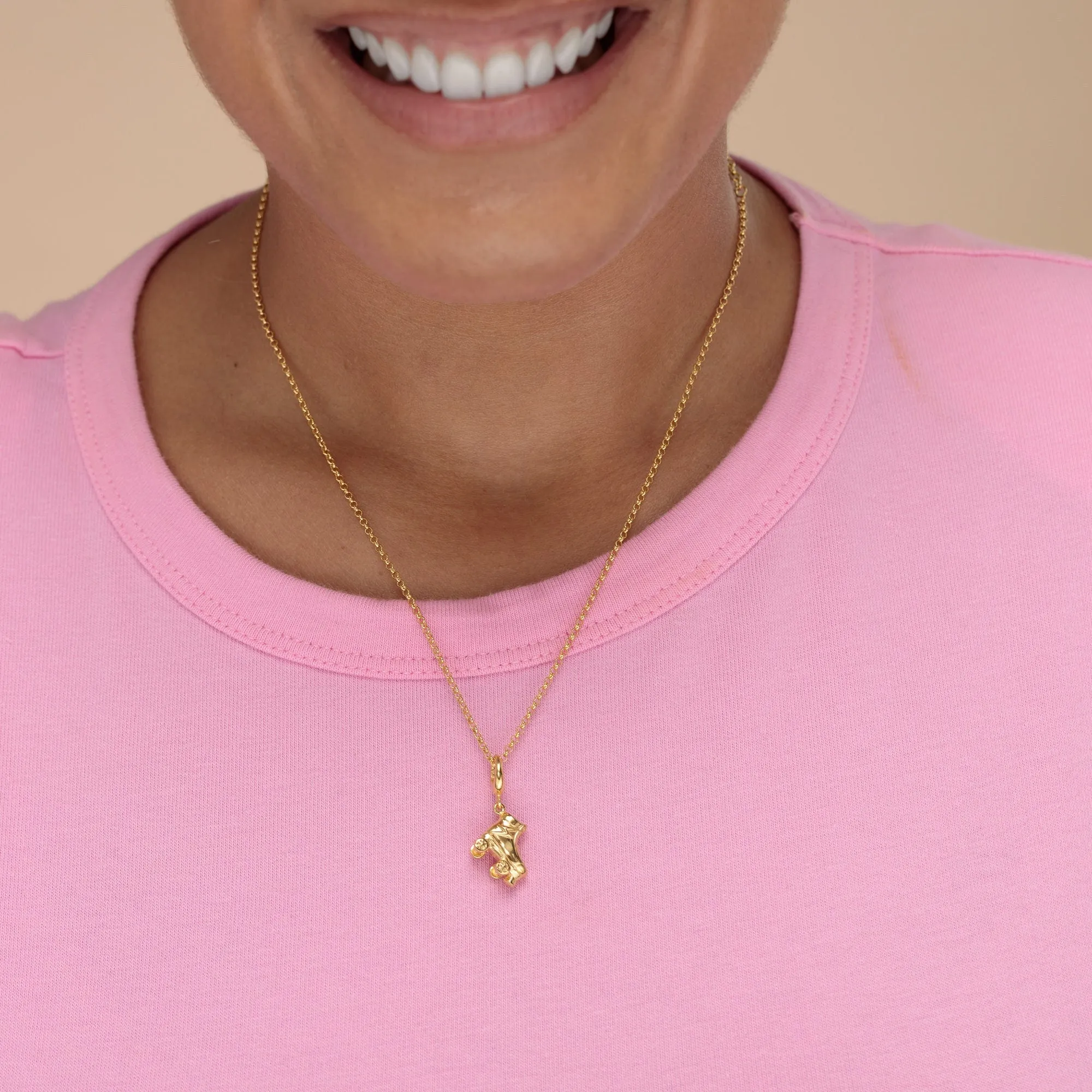 Gold Plated Roller Skate Jewellery Set with Stud Earrings