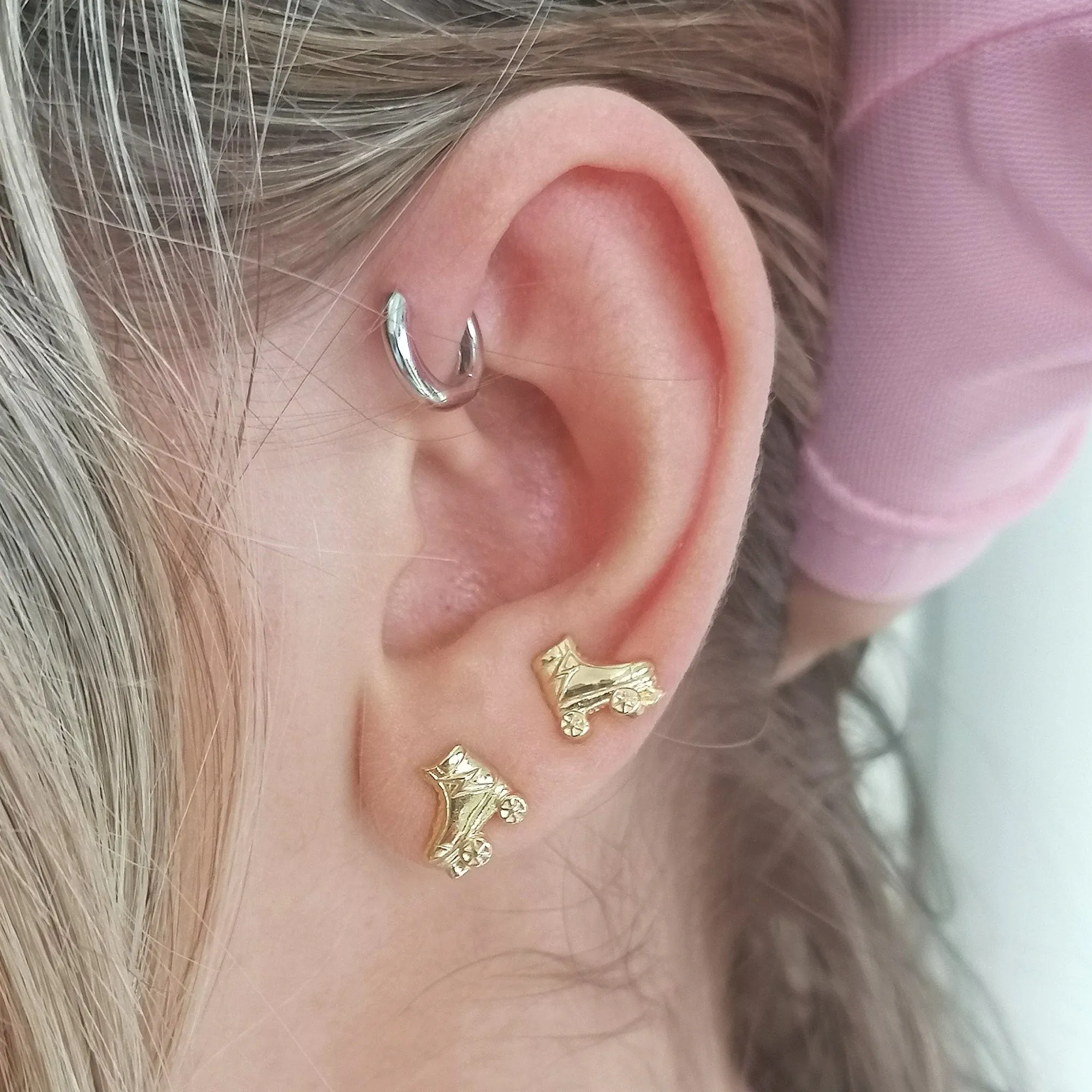 Gold Plated Roller Skate Jewellery Set with Stud Earrings