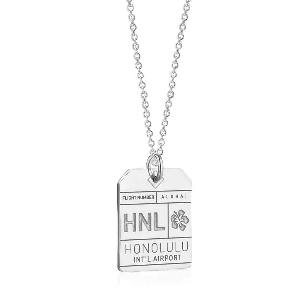 Honolulu Hawaii USA HNL Luggage Tag Charm Silver