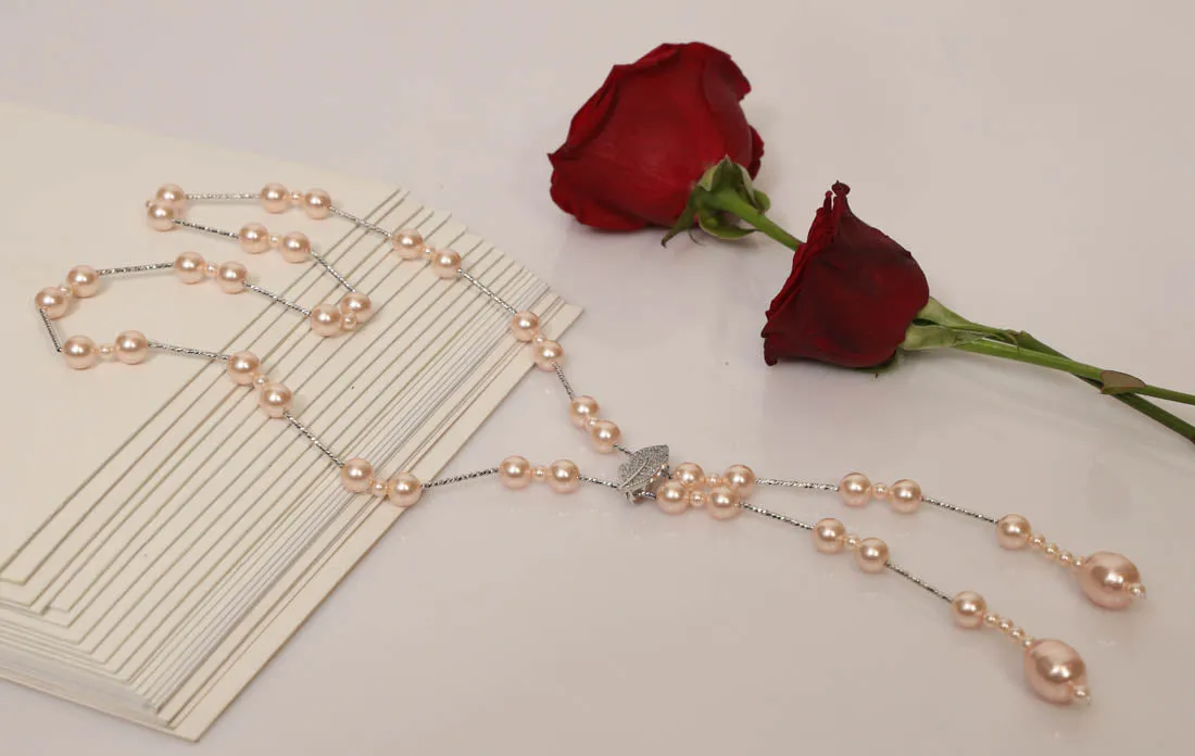 Imeora Exclusive Cream Shell Pearl Necklace With Adjustable Leaf Lock