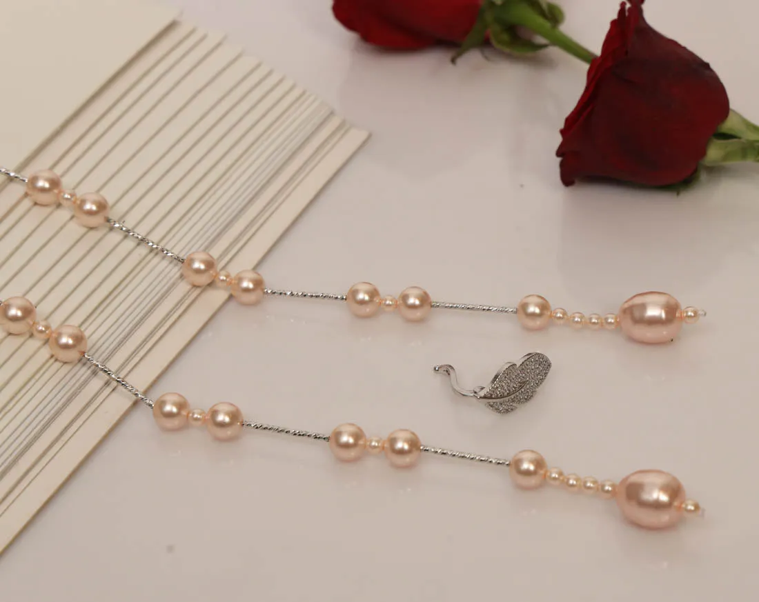 Imeora Exclusive Cream Shell Pearl Necklace With Adjustable Leaf Lock