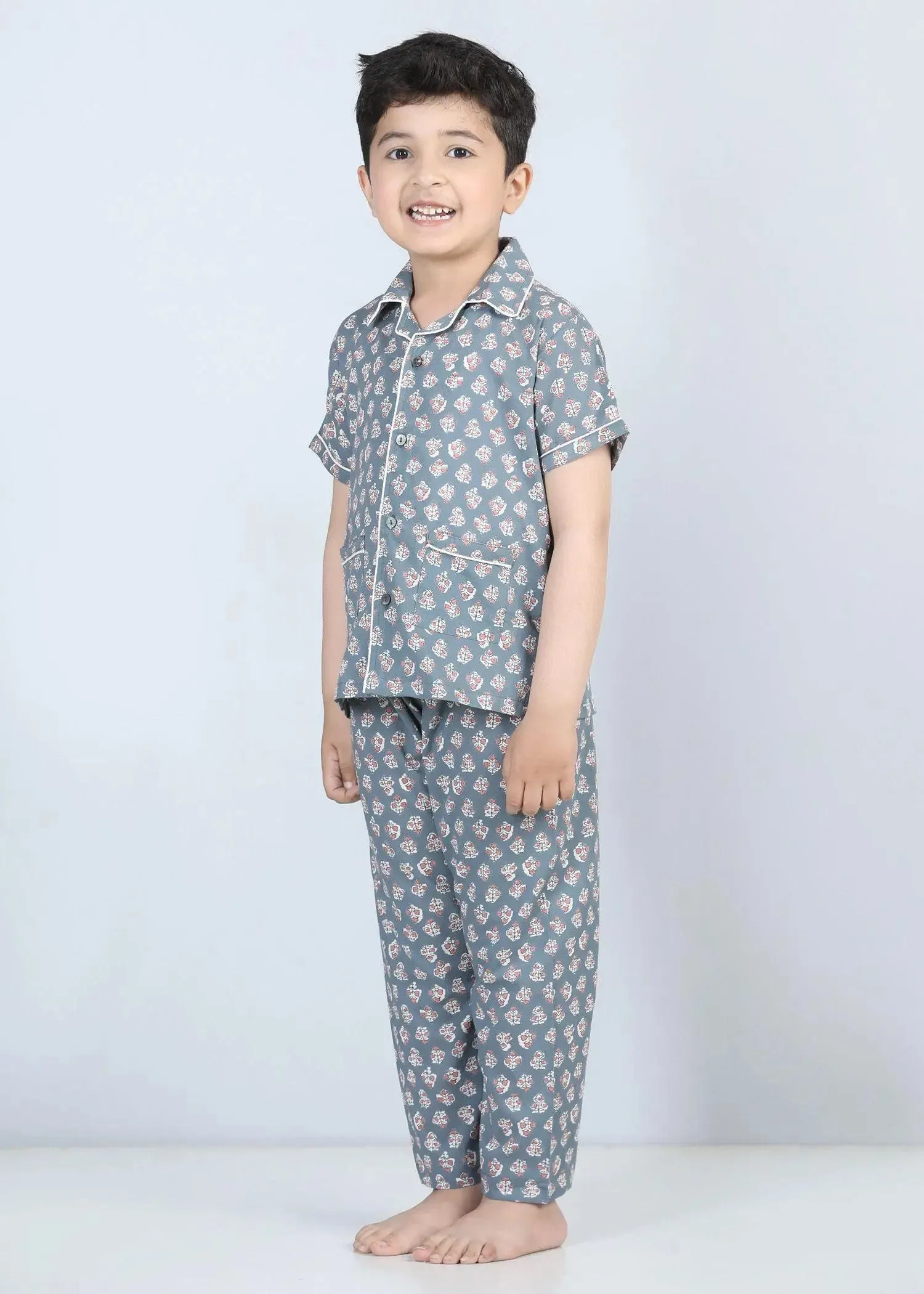 Iris Grey Half Sleeve Cotton Night Suit Boy (1-12 Years)