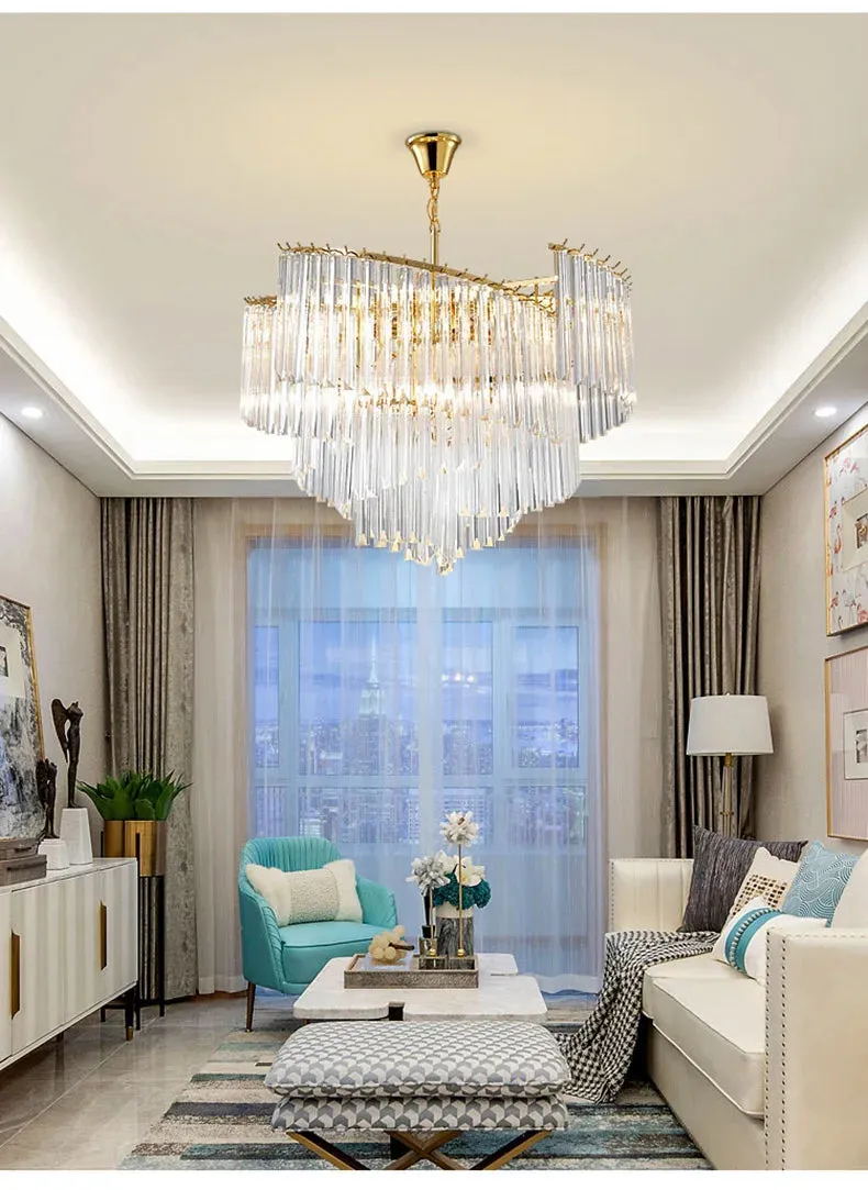 Kunlee Spiral Modern Luxury Crystal Pendant Chandelier