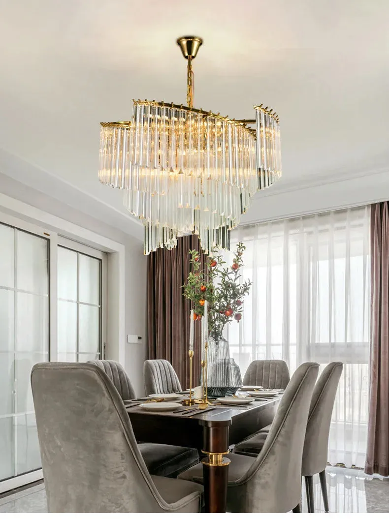 Kunlee Spiral Modern Luxury Crystal Pendant Chandelier