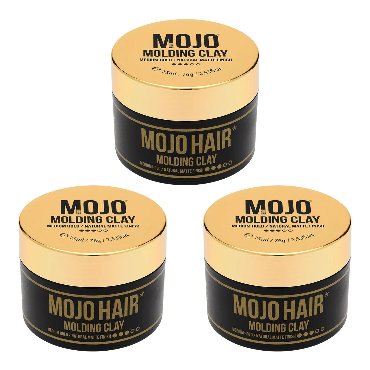 Mojo Hair Molding Clay/Medium Firm Hold/Luxury Fragrance /Washes out Easily (75ml / 76g / 2.53fl.oz)